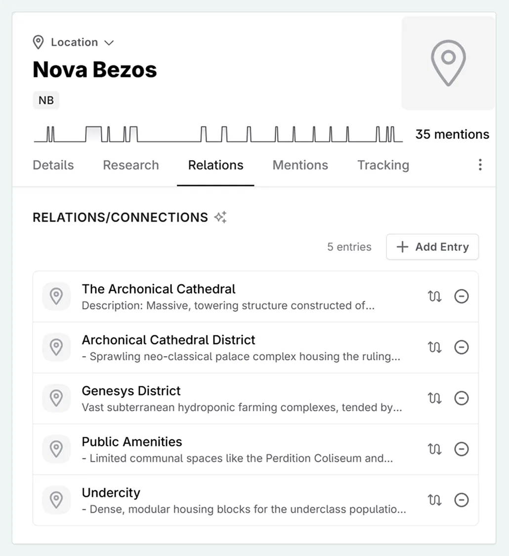 Relations tab