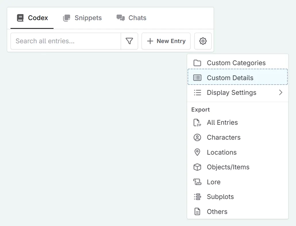 Adding a Codex detail quick create 1