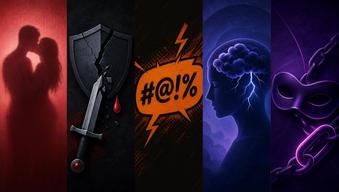 Five different sections, each with a different symbol representing a category of NSFW content.